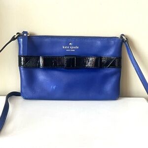 Kate Spade Janelle Mount Ivy Bow crossbody purplish blue leather purse